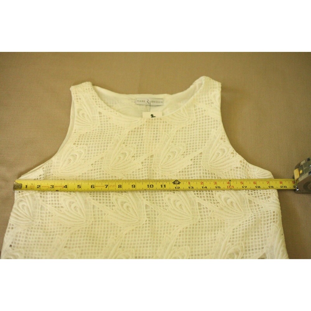 NWT RARE LONDON Women's Sz L Crochet Knit 2 Pcs Set Top And Skirt Lined White - Picture 8 of 12